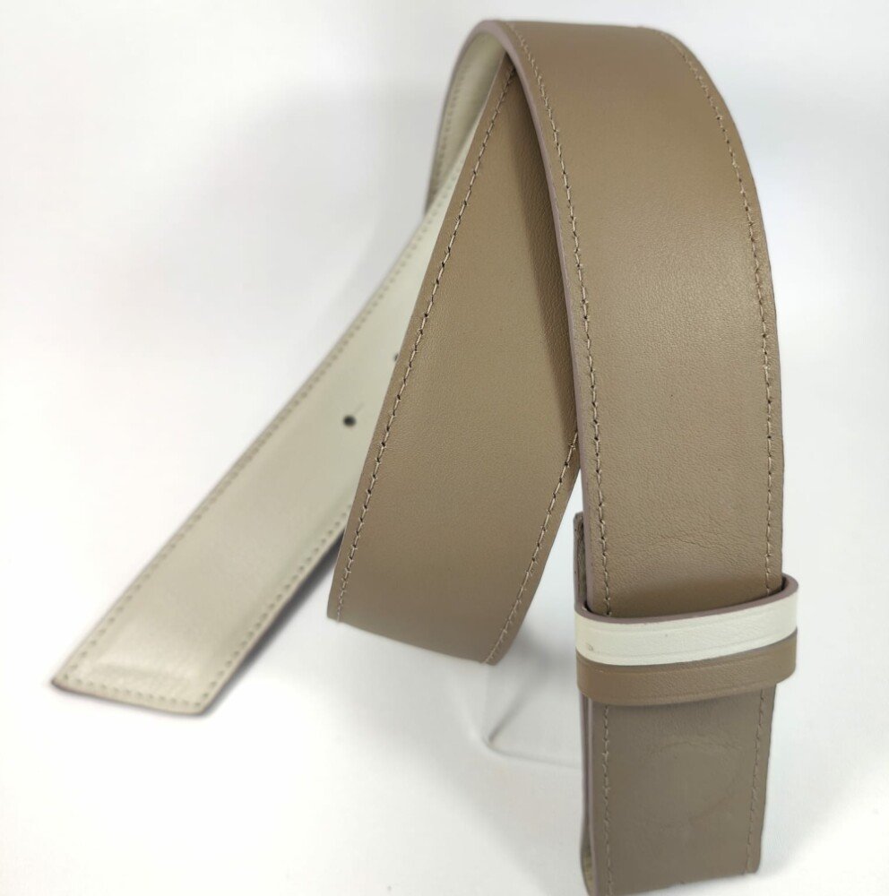 Ceinture reversible Taupe / Ivoire